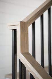 Just to show having the oak steps and white spindles with darker railing. California Duplex Home Design Oak Handrail Interior Stair Railing Metal Stair Railing