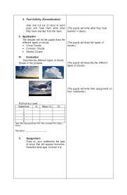 Detailed Lesson Plan In Science Iii Basic Types Of Clouds Science Lesson Plans Elementary Lesson Plan Examples Elementary Lesson Plans