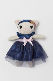 Soft Toy With Dress Blue Cat Kids H M Us Cat Kids Soft Toy Jojo Bows