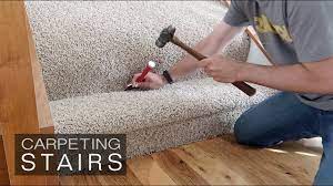 The style of carpeting you see me so is 'bullnose' and it wraps around the lip of the step. How To Install Carpet On Stairs How Hard Is It Youtube