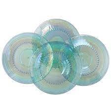 Each pack contains 10 party plates, made of high quality thick stock. Teal Iridescent Bead Pressed Glass 4 Accent Plates By Lenox 59 95 Was 120 00 Pressed Glass Lenox Glass Glass