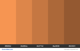 Pastel Orange Shaded 5 Colours Hex Colors F69552 Dd864a C57742 Ac6839 945931 Brand Original Color Codes Co Hex Colors Shades Of Orange Color Coding