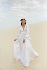 Free shipping by amazon +17. White Silk Wedding Dress With Sleeves Minimalist Wrap Wedding Dress Silk Bridal Gown Bishop Sleeve In 2021 Silk Bridal Gown Etsy Wedding Dress Casual Wedding Dress