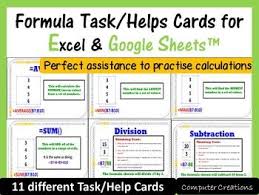 Task Help Cards Formula Practice For Google Sheets Excel Spreadsheets In 2021 Google Sheets Excel Spreadsheets Excel
