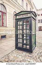 First used by alexander graham bell in 1876 to refer to the modern instrument, but previous devices had been given this name, which was borrowed from french téléphone. Old Retro Street Public Telephone Booth Old Green Retro Street Public Call Box For Telephone Calls Canstock