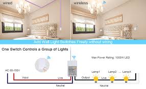 Most wires are color coded so you are less likely to make the mistake of connecting the positive diodes to the negatives. Thinkbee Wireless Lights Switch Kit No Wiring Mini Remote Switch No Wifi Needed Outdoor 1969ft Indoor 328ft Remote Control Lighting Fixture For Led Light Ceiling Lights And Lamps Waterproof Amazon Com Industrial