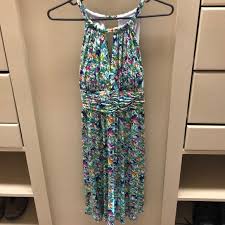 Multi Color Halter Style Keyhole Dress Size 6