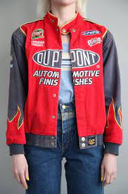 Vtg 90s Nascar Dupont Race Car Jacket W Flames Sz S M Race Jacket Race Car Jacket Racing Jacket