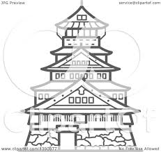 Osaka castle flat design landmark. Clipart Of A Sketched Gray Osaka Castle Royalty Free Vector Illustration By Vector Tradition Sm 1390377