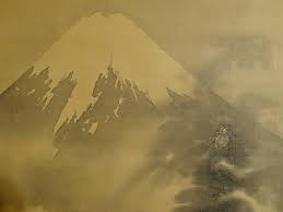 Ss 10224 Dragon Flying Over Mount Fuji Japanese Vintage Suiboku Ga Ink Painting