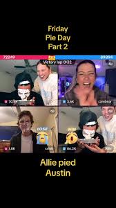 Guys lost round 2 so they got pied. 🥧 #auslie #austinandallie #auslietok  #fridaypieday #austinarmstrong #allieschnacky #carolchaves #calebwilber