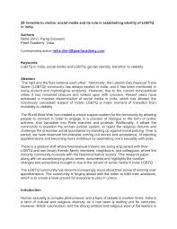 Https Fashioninstitute Mmu Ac Uk Assets Uploads 2019 07 26 Invisible To Visible Social Media And Its Role In Establishing Identity Of Lgbtq In India Neha Dimri Pdf