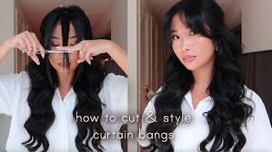 ‪how to cut & style curtain bangs at home - YouTube‬‏
