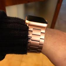 Black Apple Watch With Gold Band Apple Watch Series 5 4 3 2 Band Matte Flat Link Sport Strand Stainless Steel Strap 44mm 40mm 42mm 38mm Metal Links Bracelet Smart Watch Rose Gold Apple Watch Gold Apple Watch Apple Watch Wristbands