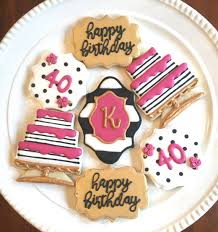 40th Birthday Cookie Cake Ideas Birthday Cookies Black Pink And Gold One Dozen 40th Birthday Party Favors Birthday Cookies Birthday Party Food