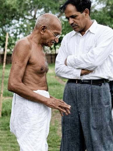 Mahatma Gandhi and American journalist Louis Fischer, Wardha, Maharashtra