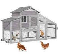 MEDEHOO Mobile Chicken Coop Hen House with Wheels Handdrail for 2-4 Chickens
