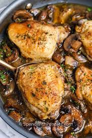 Pat the chicken thighs dry with paper towels and trim off excess fat with a sharp knife. Braised Chicken Thighs With Mushrooms So Tasty Spend With Pennies