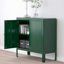 While this ikea storage unit is not a traditional potting bench, you don't need much other than some shelves and bins for storage. Kolbjorn Cabinet Indoor Outdoor Green Ikea