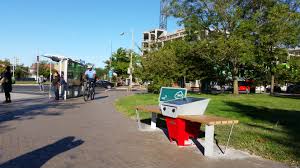 Free Charging Station Wifi At Eastern Market Metro Plaza Soofa Bench Capitol Hill Corner