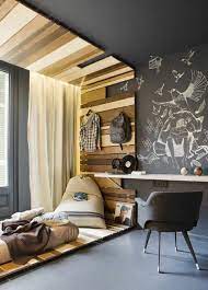 La chambre d'ado d'un garçon doit créez un espace moderne et élégant inspiré des années 20 avec ce papier peint gris art déco avec lignes. 120 Idees Pour La Chambre D Ado Unique Amenagement Chambre Ado Deco Chambre Garcon Deco Chambre Ado Garcon