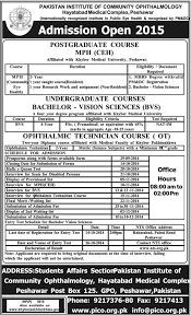 Ми не несемо відповідальність та. Pakistan Institute Of Community Ophthalmology Pico Peshawar Admission 2015 Sekho Com Pk