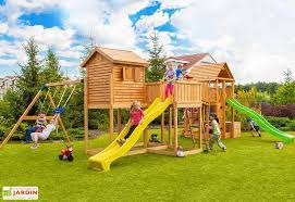 Aire De Jeux Geante Play Box Toboggans Cabanes Balancoire Pont Aire De Jeux Jeux En Bois Module De Jeux Exterieur