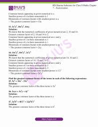The ncert maths class 8 book pdf is structured in a way that promote the habit of practice. Rd Sharma Solutions For Class 8 Chapter 7 Factorization Download Free Pdf