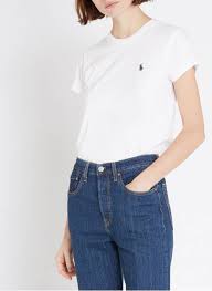 Custom fit solid casual shirt. Baumwoll T Shirt Mit Rundhalsausschnitt Und Gesticktem Logo White Polo Ralph Lauren Damen Place Des Tendances