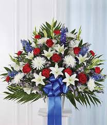 And since some varieties have red leaves, they work really well for 4th of july flower combinations (even if they. Red White Blue Sympathy Standing Basket At From You Flowers
