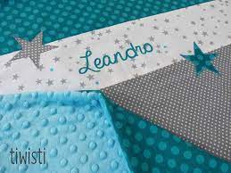 couverture bebe personnalisee au prenom turquoise gris envers minky etoile puericulture par tiw bebe personnalise couverture bebe couverture personnalisee