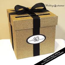 Black And Gold Card Box Gold Wedding Card Box With Glitter And Sign Choose Your Colors And Size Gold Card Box Wedding Gold Card Box Card Box Wedding