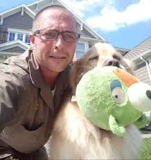 My husband made a new best friend in Mechanicsburg, Pennsylvania—this sweet  pup brought out his favorite toy like it was a peace offering. One plushy  green creature and a whole lot of