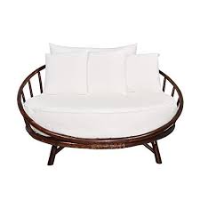 zew bamboo round daybed outdoor indoor large accent sofa chair lawn pool garden seating with cushion and pillows sofa patio chairs garden seating sofa chair