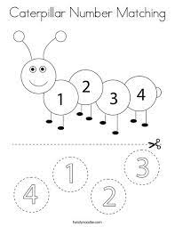 caterpillar number matching coloring page twisty noodle