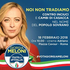 Siamo il primo partito italiano gongola la meloni: Elezioni Meloni Al Giornale D Italia Fdi Non Tradira Mai Il Voto Dei Cittadini Il 18 Febbraio A Roma Firmeremo Il Patto Anti Inciucio Fratelli D Italia Fratelli D Italia