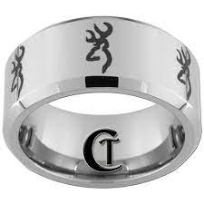 Tungsten Band 10mm Beveled Browning Design Ring By Customtungsten 49 00 Tungsten Band Ring Designs Ring Size
