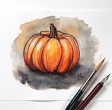 1lifeinspired Autumn Art Pumpkin Drawing Watercolor Pumpkins