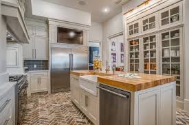 75 beautiful brick floor kitchen with