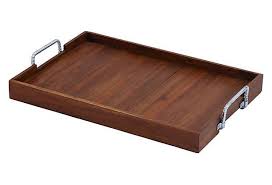 24 Wooden Tray W Metal Handles Brown Wood Metal Tray Decor Tray