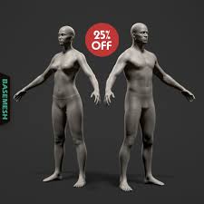 Average Body Basemesh Set 3d Model Average Body Zbrush Models 3d Model