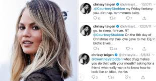 Oct 02, 2020 · chrissy teigen deletes tweets. Chrissy Teigen Bullies Courtney Stodden In Old Tweets Fr Fr24 News English