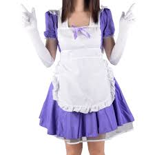 Shop for anime costumes in cosplay costumes. Sexy Anime French Maid Costume With Apron And Gloves Purple Walmart Com Walmart Com