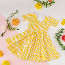 The Short Sleeve Ballet Dress In Buttercup Grid Clothes