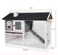 All in One Weatherproof Wooden Rabbit Hutches House for Outdoor Run Large  Rabbits Cage