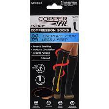 Copper Fit Energy Compression Socks 1 Pack Black S M Walmart Com Walmart Com