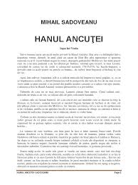 Pentru unitatea turistică cu același nume, vezi hanul ancuței. Hanul Ancutei Mihail Sadoveanu