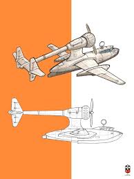 This Is A Fictional Aircraft Starsky Maia Is A Late 1920 S Early 1930 S Style Flying Boat Drawn For The Dieselpu Flying Boat Aircraft Art Airplane Drawing