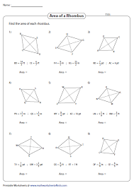 Area Of A Rhombus Fractions Area Worksheets Rhombus Worksheets