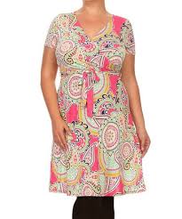 Moa Collection Hot Pink Floral Tie Waist Surplice Tunic